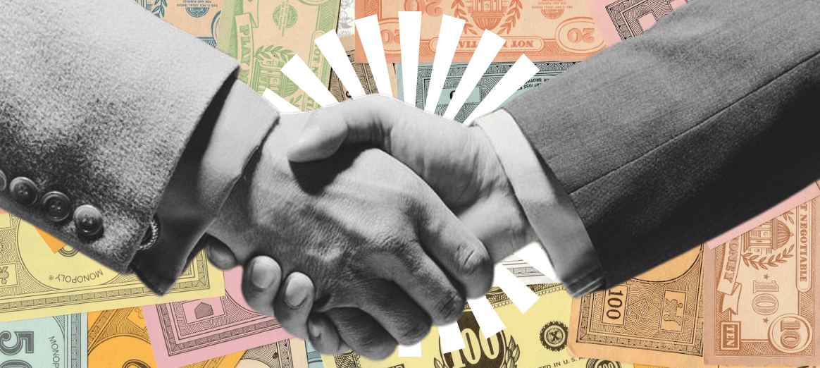 handshaking dollars handshaking dollars